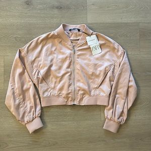 Zara Satin Dolman Crop Bomber Jacket